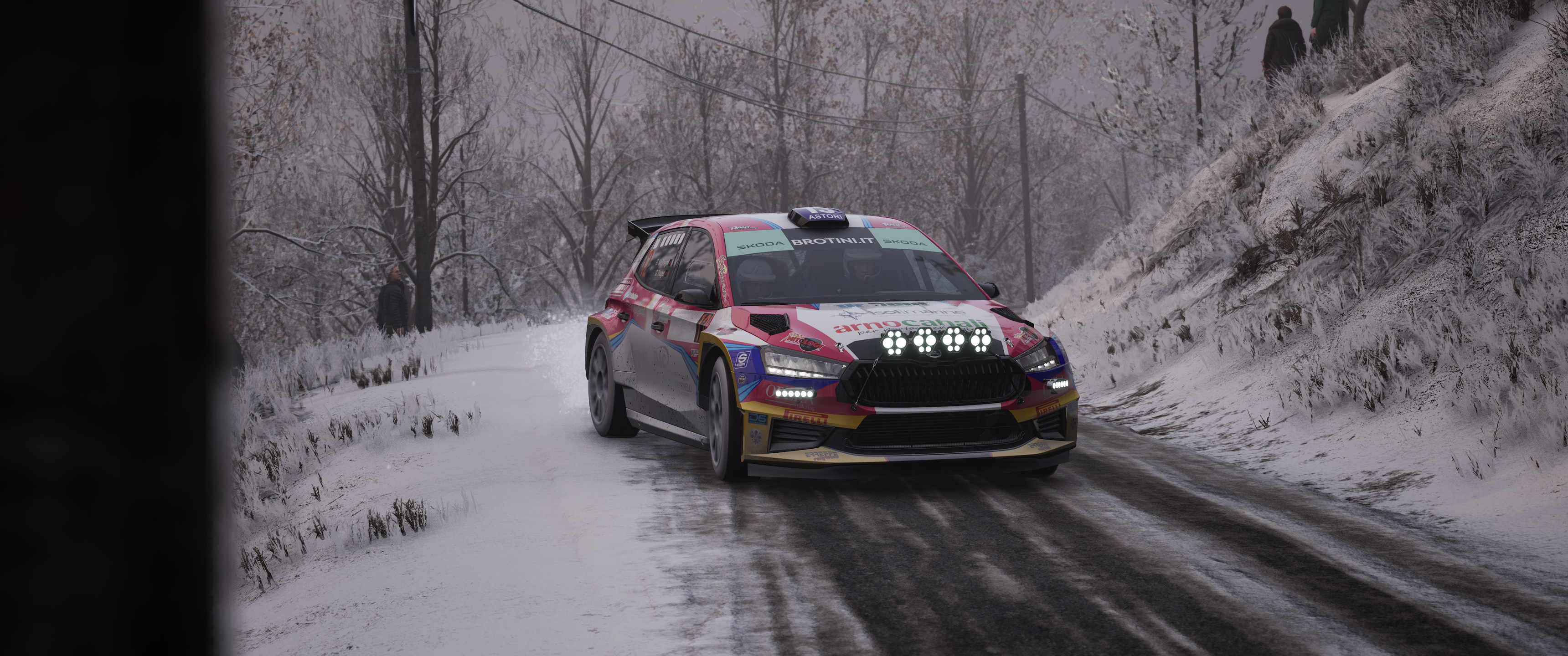 Rally car on a snowy road