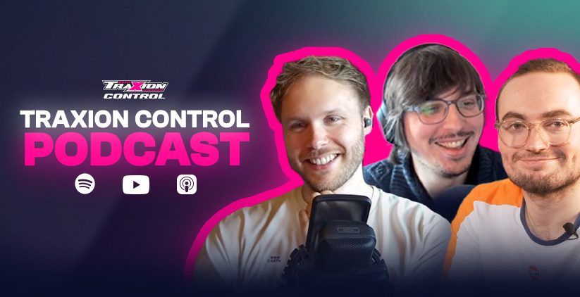 Traxion Control Podcast artwork featuring the three hosts