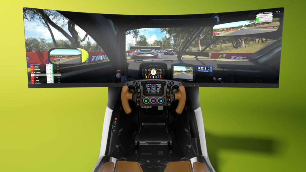 Aston Martin AMR-C01 simulator wheel and screen