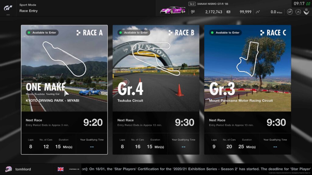 GT Sport Daily Races 1st February 2021