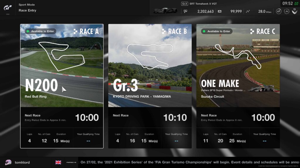 Gt Sport Daily Races 8th February 2021