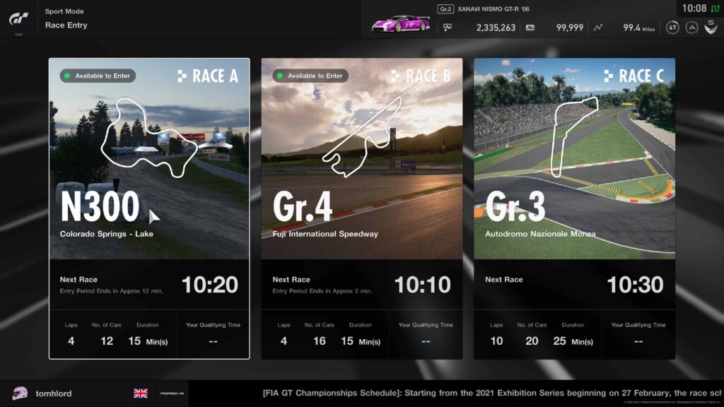 GT Sport Daily Races 15th February 2021