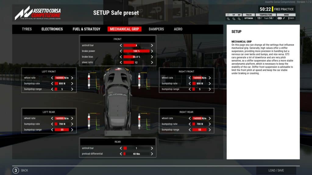Assetto Corsa Competizione Basic Setup Guide Setup safe preset suspension