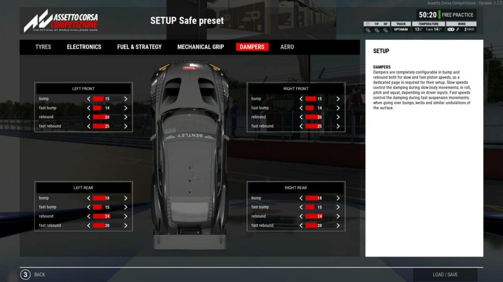Assetto Corsa Competizione Basic Setup Guide Setup safe preset dampers