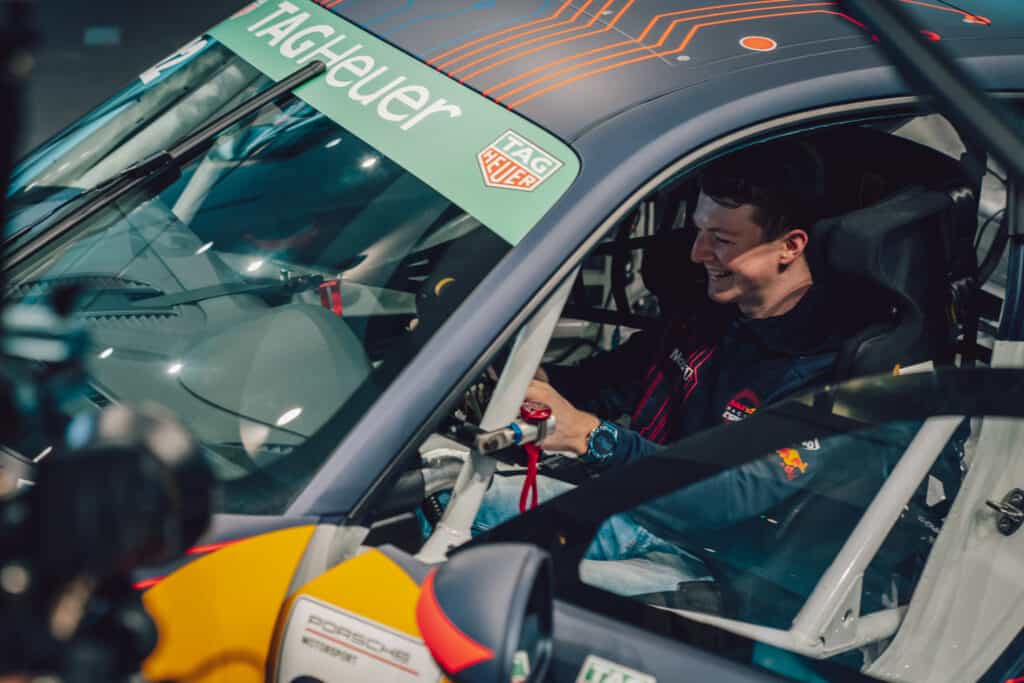 Sebastian Job, Red Bull Racing Esports sat in a Porsche Supercup race car