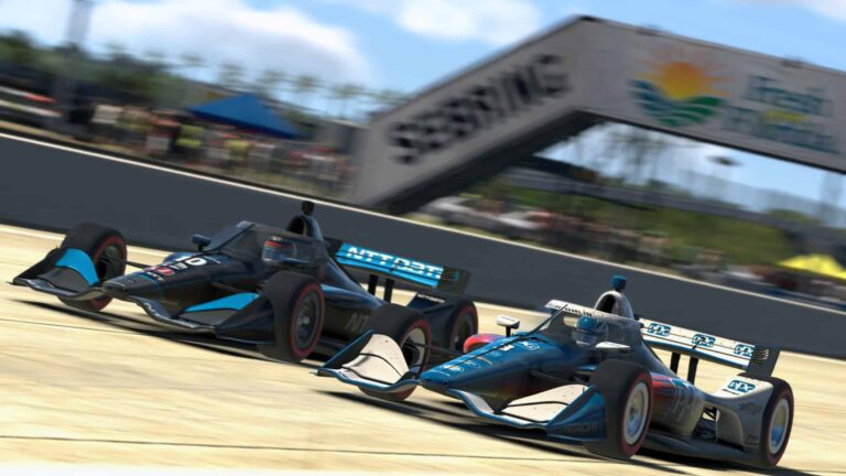 Scott McLaughlin pass Alex Palou Sebring 2021 INDY Challenge iRacing