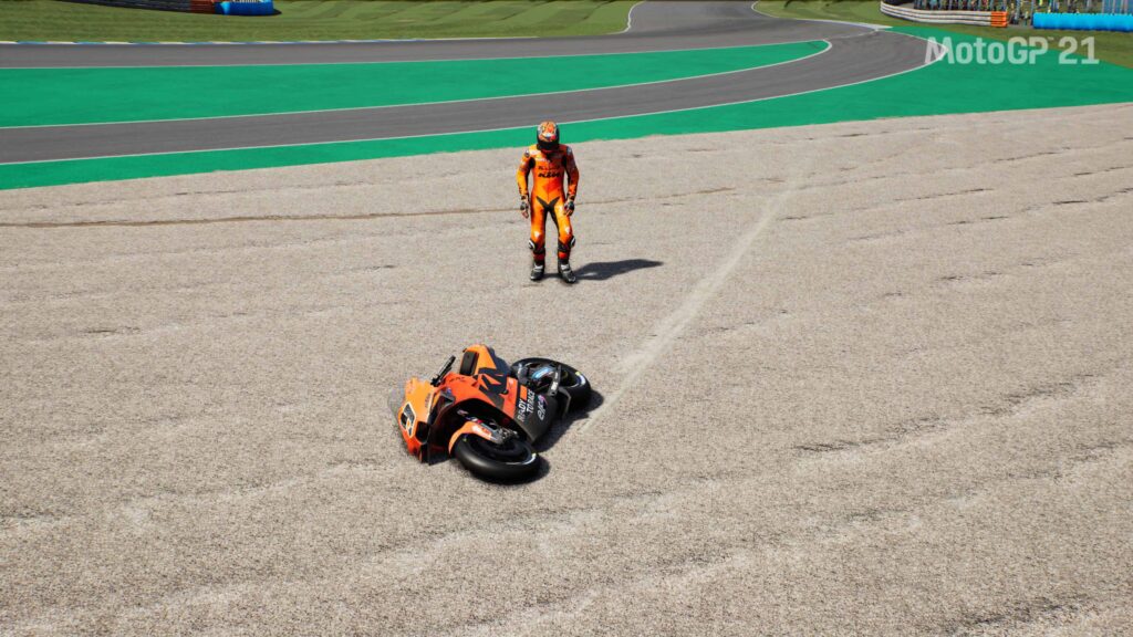 Crash in the MotoGP 21 long lap penalty