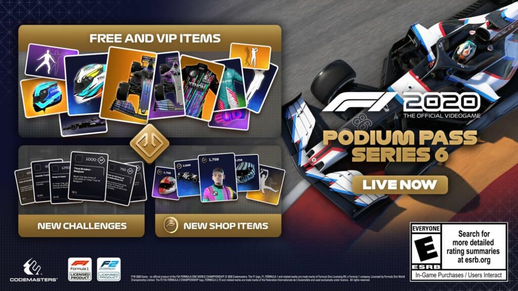 F1 2020 Podium Pass Season 6 contents