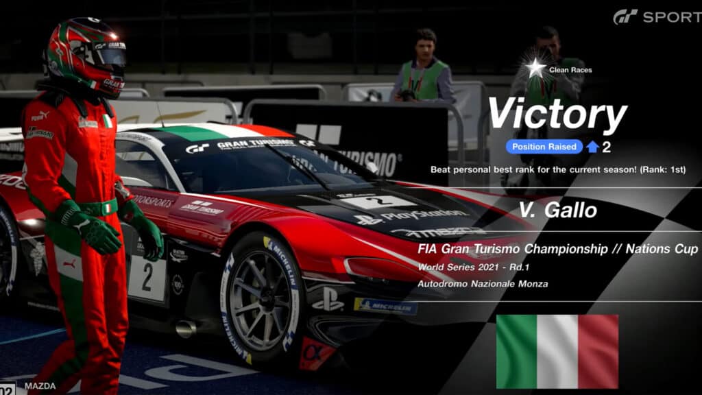 Gallo Italy wins Nations Series 2021 round 1 Monza GT Sport