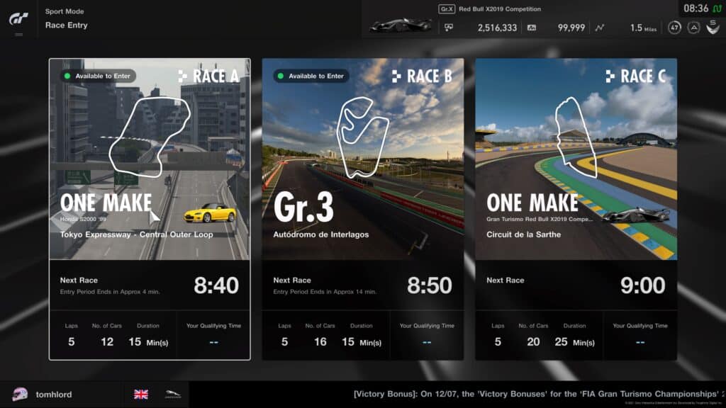 GT Sport Daily Races 19th July 2021