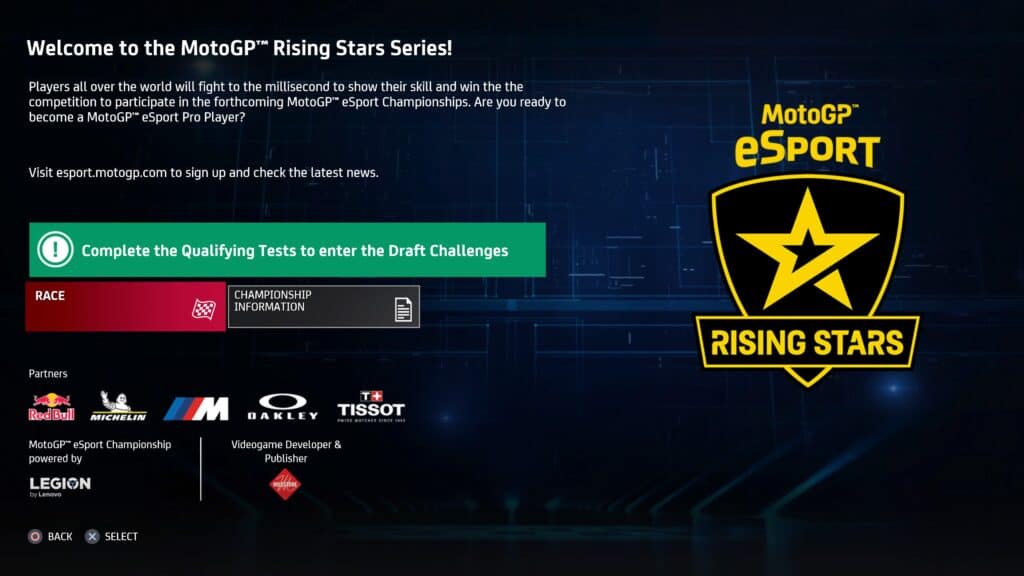 MotoGP eSport Championship Rising Stars Series tests