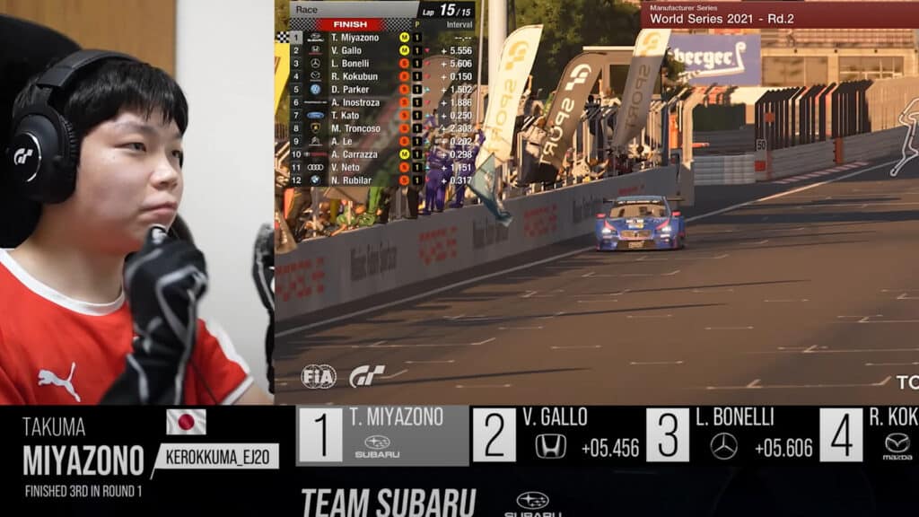 Takuma Miyazono wins for Subaru, GT Sport, FIA