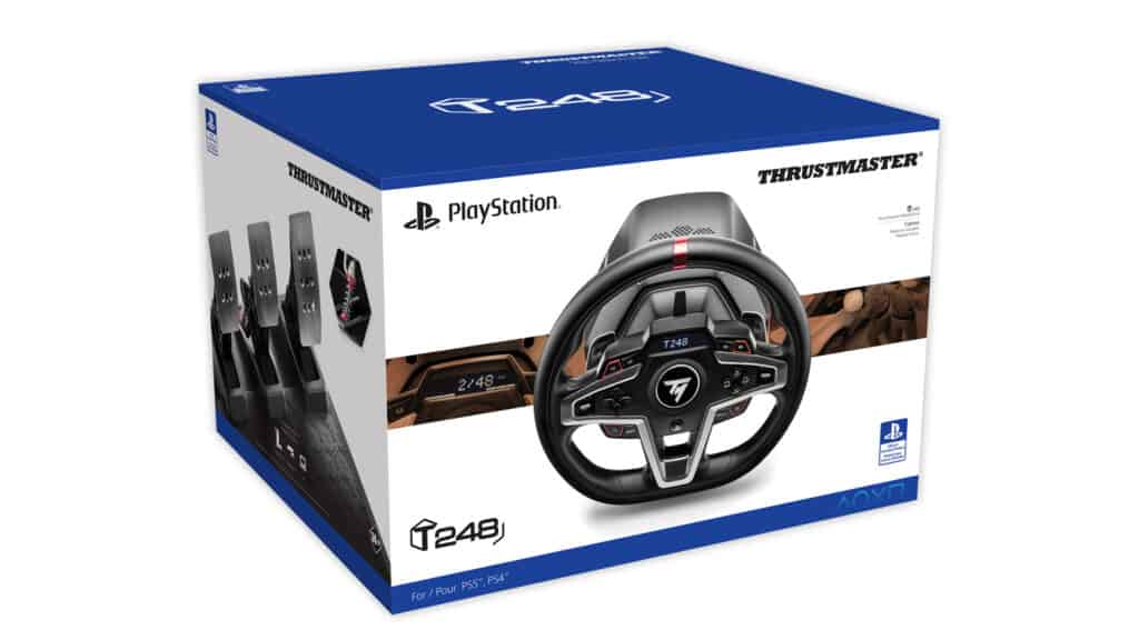 Thrustmaster T248 sim racing wheel and pedals box