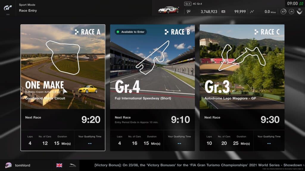 GT Sport Daily Races week commencing 6th September 2021
