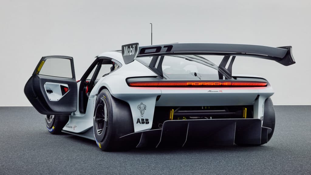 Porsche Mission R electric GT racing car concept rear view