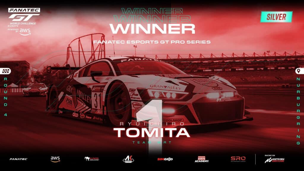Ryuichiro Tomita Team WRT wins Nurburgring Fanatec Esports GT Pro race