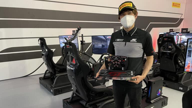 Ryuichiro Tomita Team WRT wins Nurburgring Fanatec Esports GT Pro race trophy