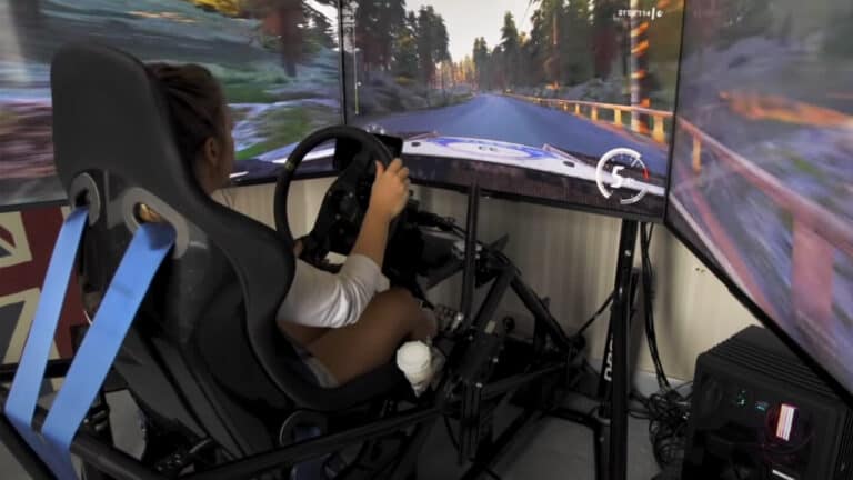 WATCH: Rally driver Louise Cook’s rally sim set-up is immense