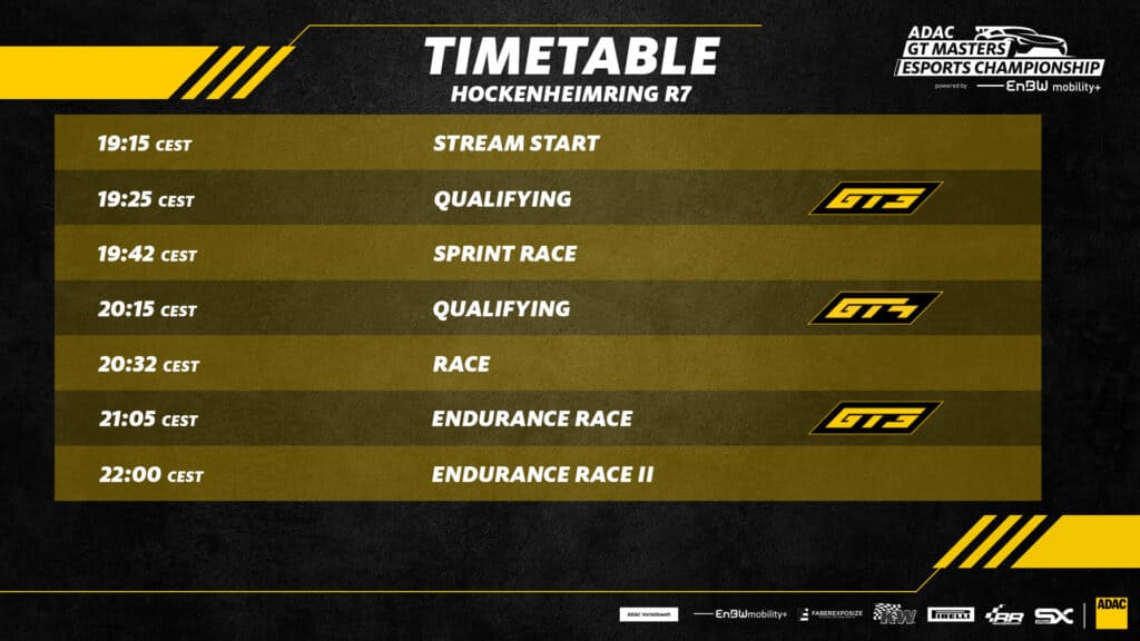 ADAC GT Masters Esports Championship GT3 final timetable