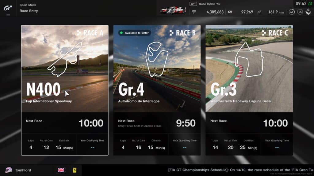GT Sport Daily Races 25th October 2021