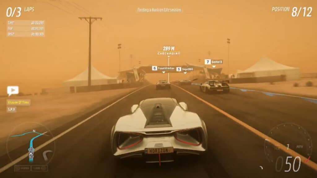 Lotus Evija in Forza Horizon 5 gameplay dust storm