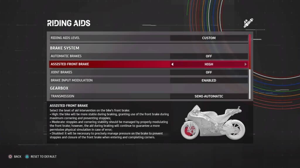 MotoGP 21 Assisted Front Brake