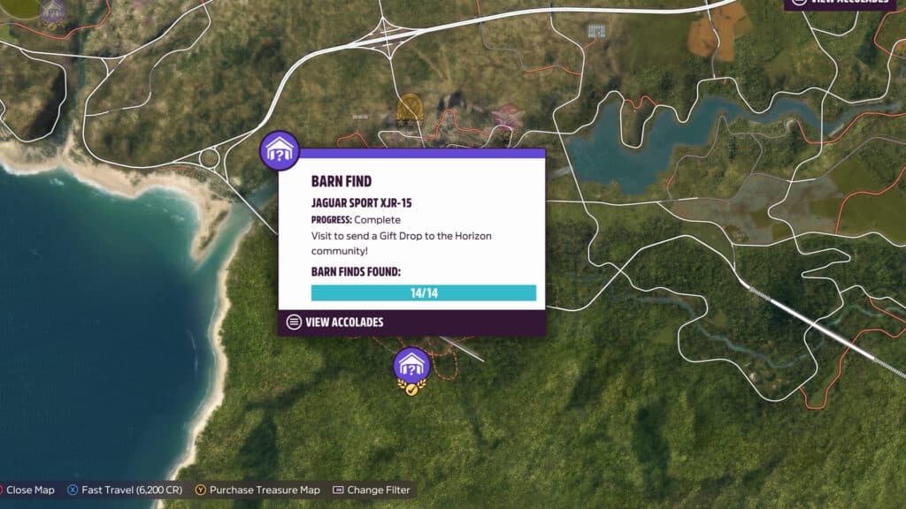 Forza Horizon 5 Barn Finds, map for hidden cars