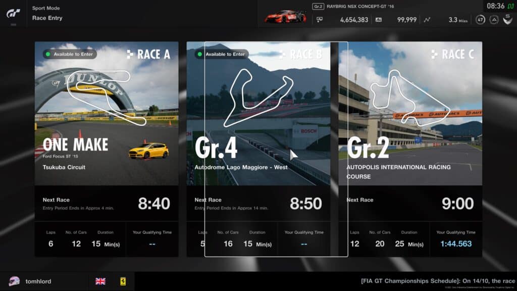 GT Sport Daily Races 8th November 2021