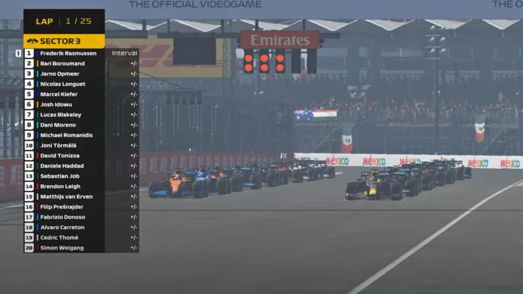 F1 Esports Series Pro 2021, Mexico, Starting grid