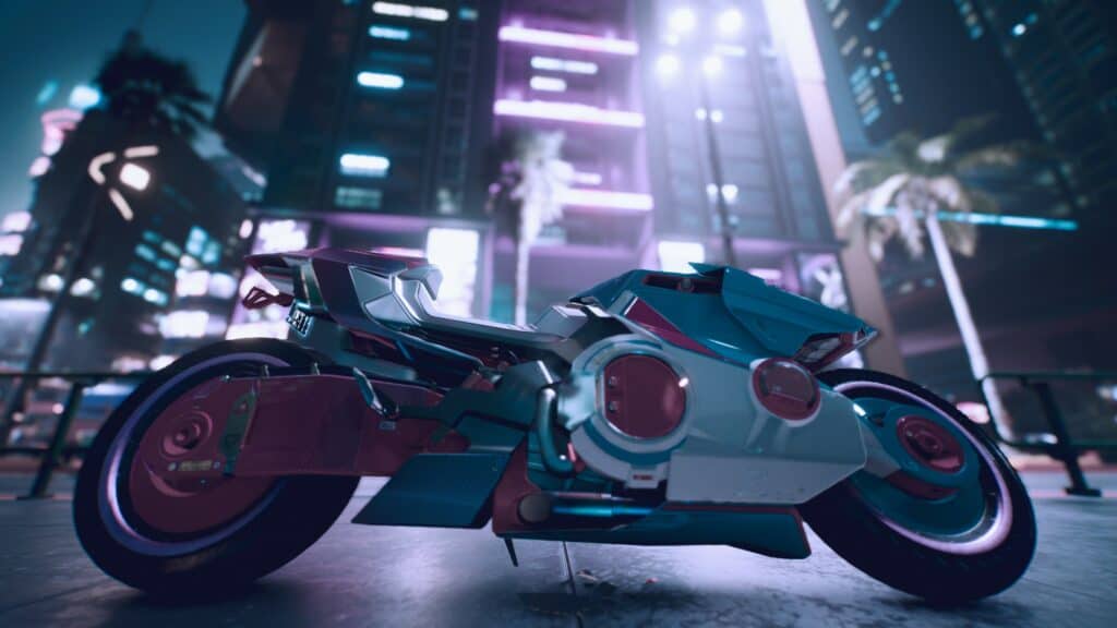 Cyberpunk 2077 - futuristic motorcycle