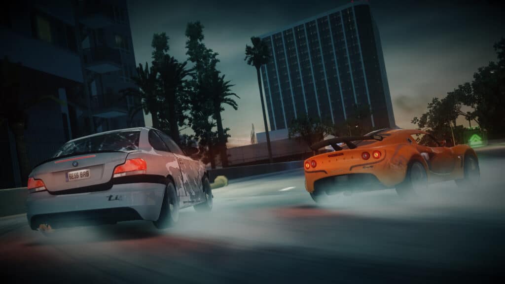 Blur racing game, BMW and Lotus drifting