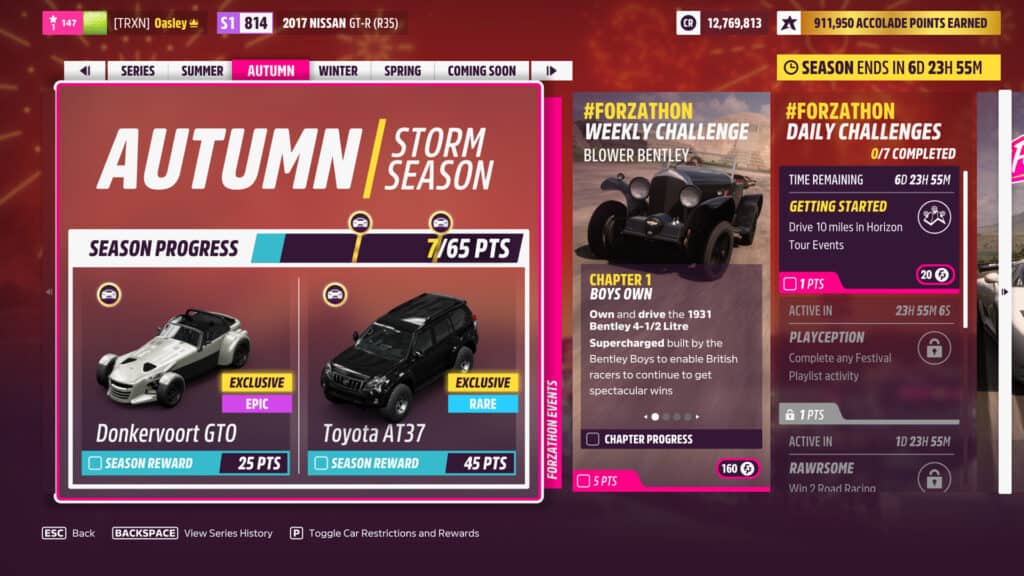 Forza Horizon 5 Autumn Storm Season Season rewards Festival Playlist