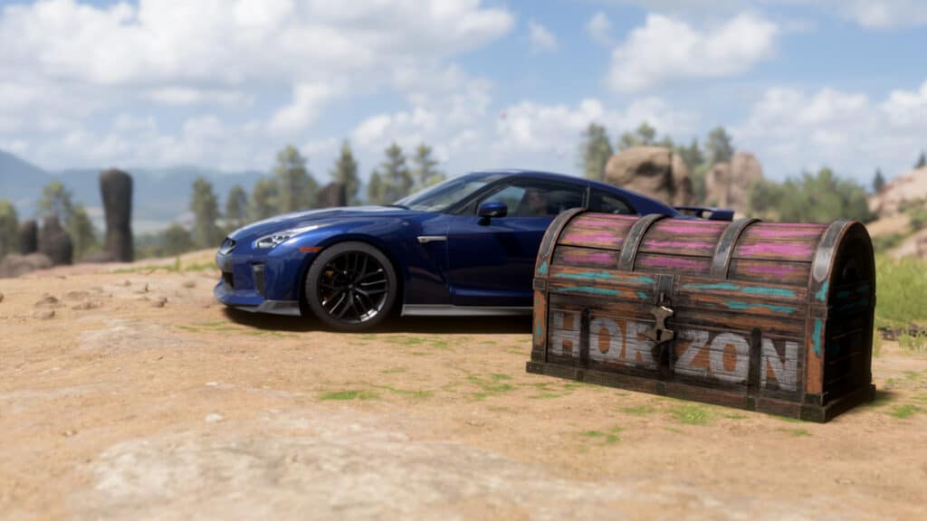 Forza Horizon 5 Festival Playlist Lucky Skills Treasure Hunt, treasure chest location Nisaan GT-R