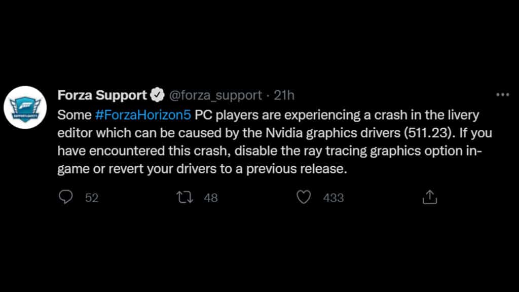 Forza Horizon 5 support, PC game crashes livery editor