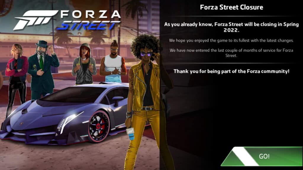 Forza Street mobile game closure warning