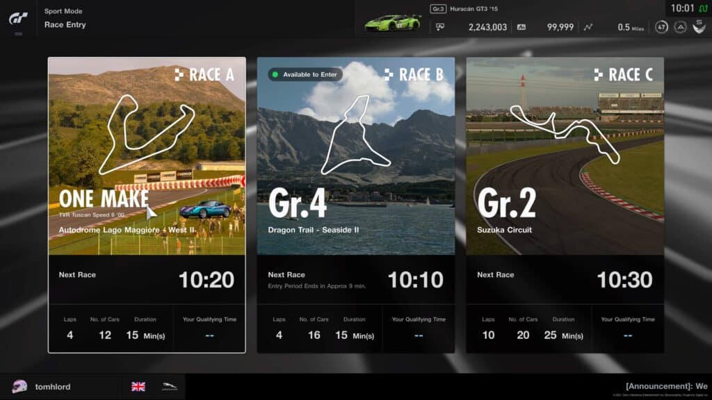 GT Sport Daily Races, 31st January 2021