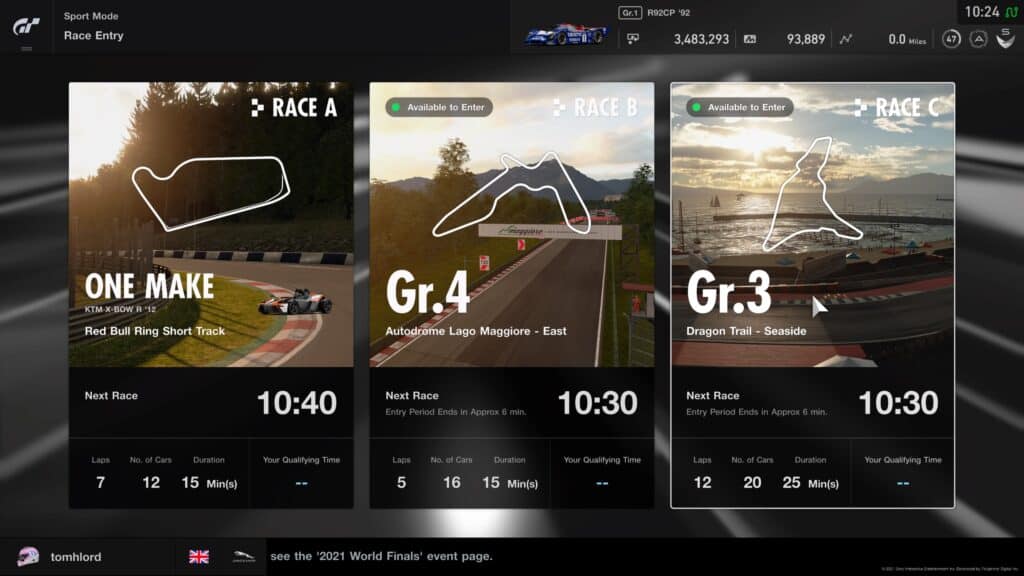 GT Sport Daily Races week commencing 3rd January 2022
