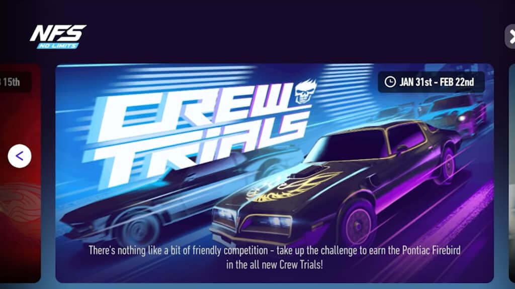 Need for Speed No Limits Crew Trials