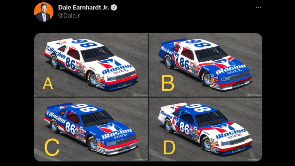Dale Earnhardt Jr. 1987 Buick Lesabre iRacing livery vote
