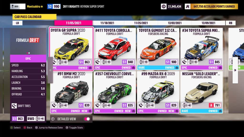 Forza Horizon 5 Car Pass DLC: All vehicles that were added with