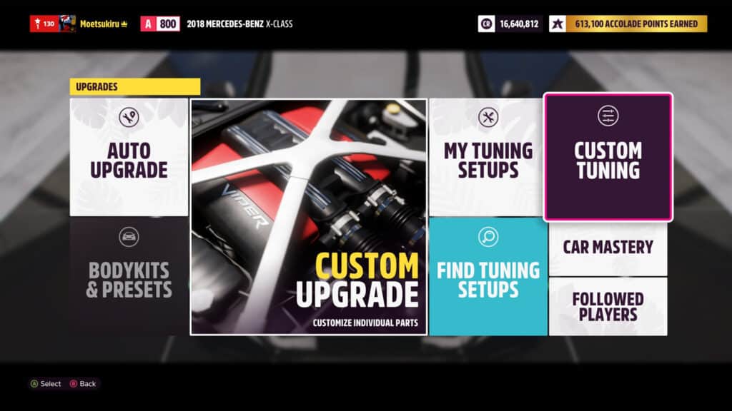 Forza Horizon 5, Gearing, Upgrades & Tuning, Custom Tuning