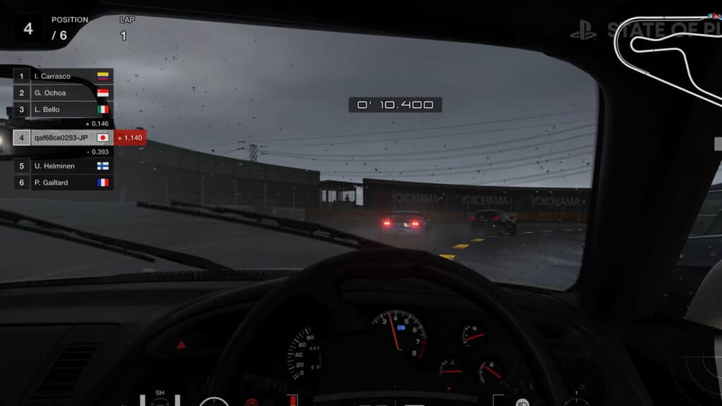 Gran Turismo 7 Tsukuba rain cockpit camera