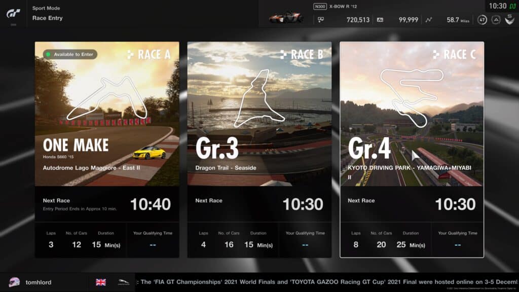 GT Sport Daily Races 21st February 2022