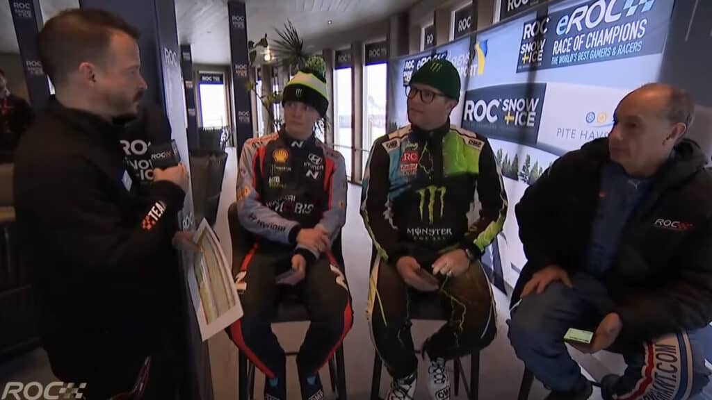 eROC Race of Champions 2022 Sweden, Neil Cole with judges Oliver and Petter Solberg, Terry Grant