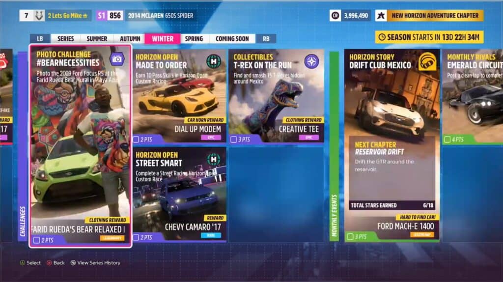 Series 6 of Forza Horizon 5 adds more activities and points