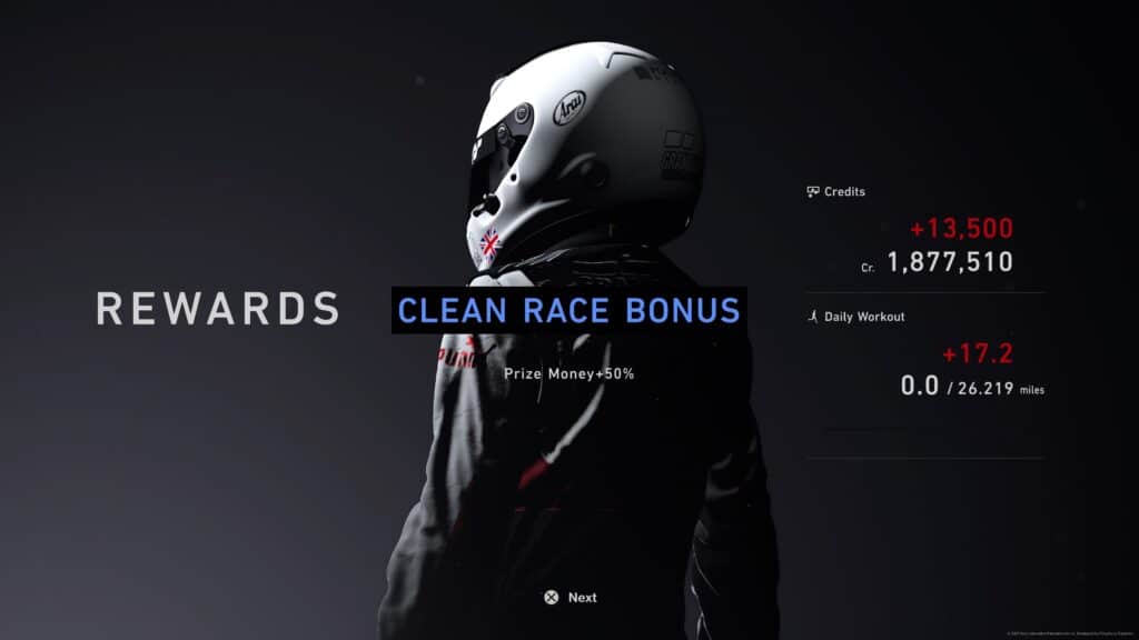 Gran Turismo 7 Daily Workout status post race