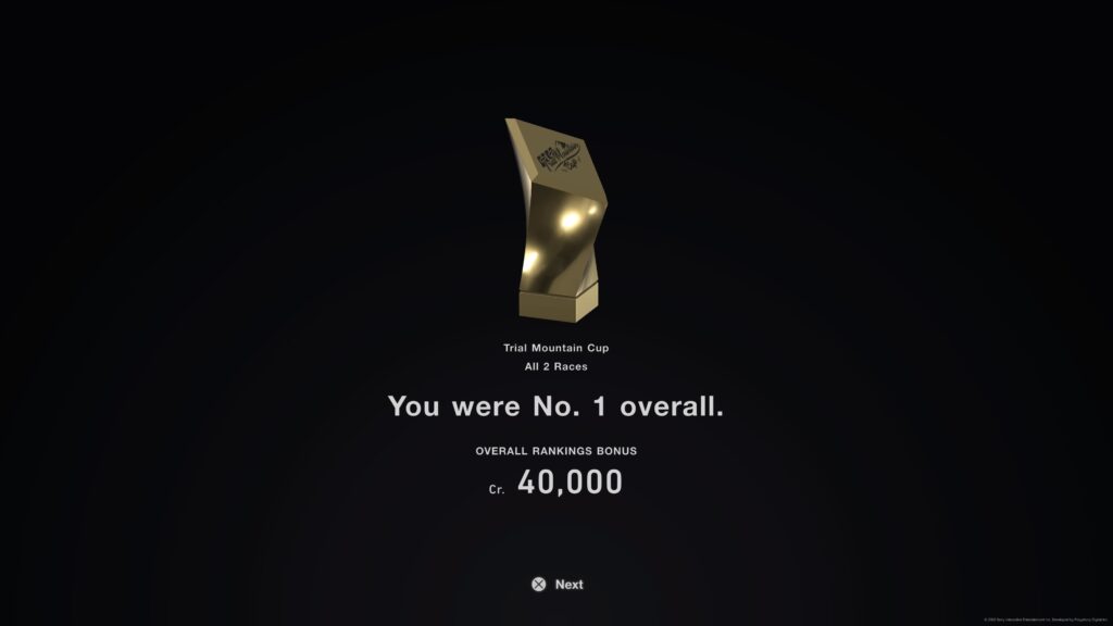 Gran Turismo 7 Trial Mountain Cup championship credits