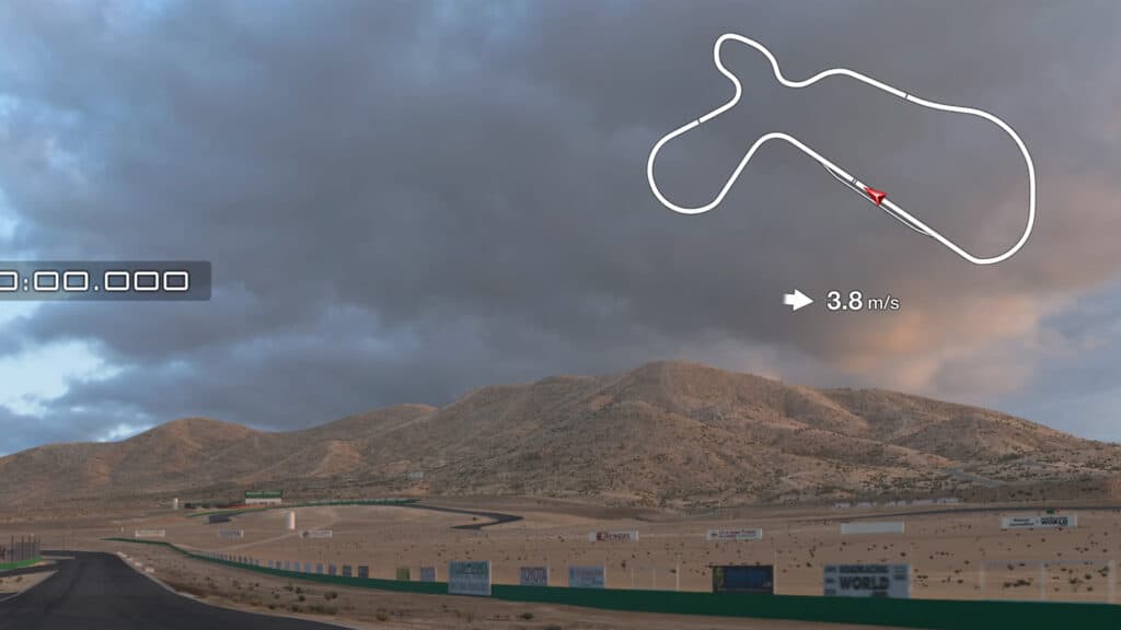 Gran Turismo 7 wind speed and direction indicator