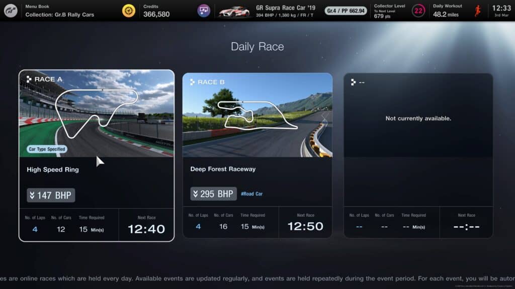 Gran Turismo 7 Daily Races, Race A and Race B