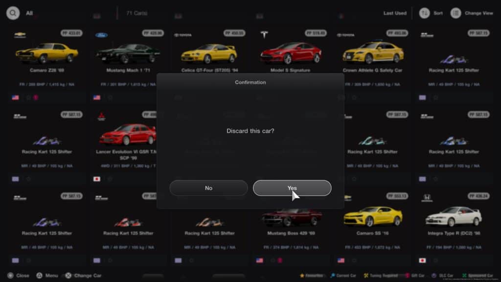 Gran Turismo 7 Discard car, not sell car